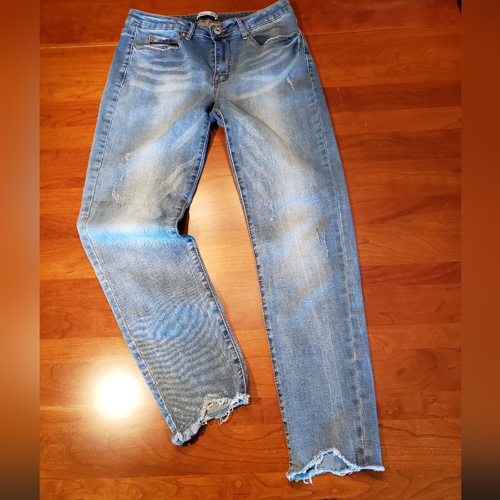 Dex Slim Fit Distressed Jeans, Size 28, Medium Blue Wash